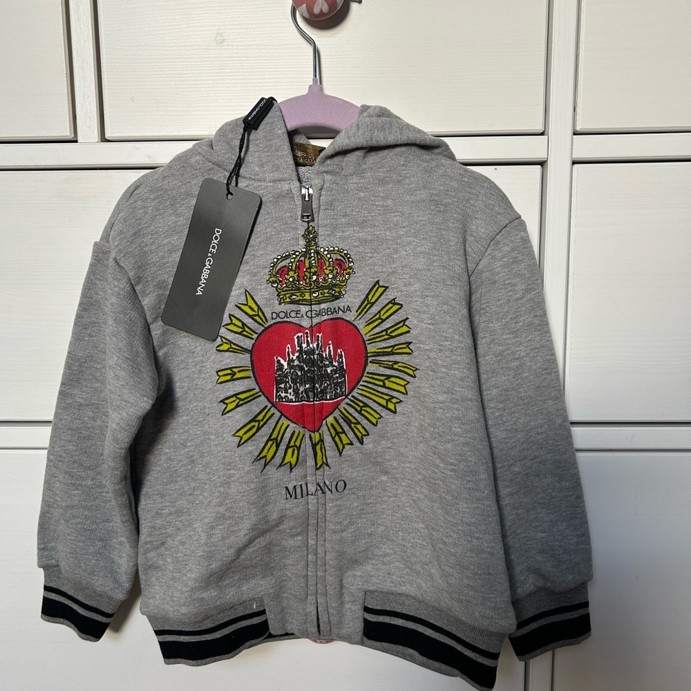 Dolce & Gabbana Gray Sweatshirt with Ribbed Cuffs